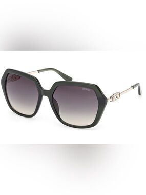 GUESS Olive Green Oversized Square Sunglasses with Gradient Lenses w/ case